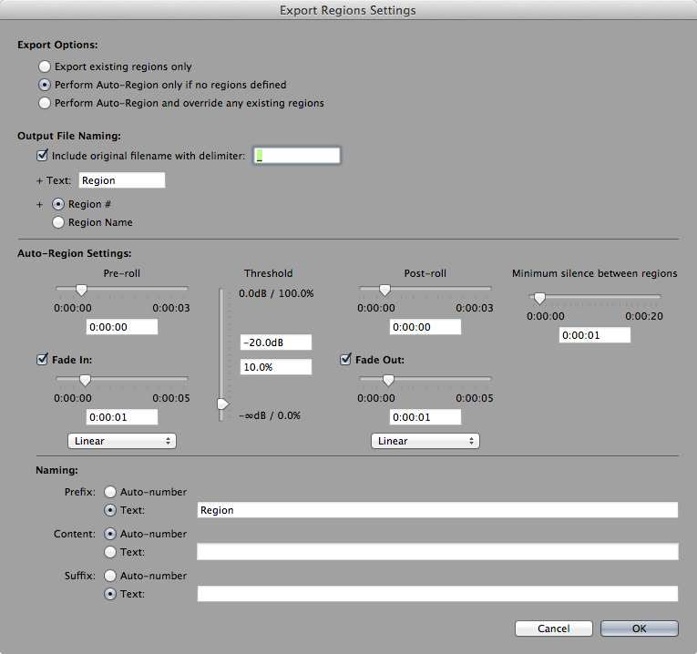 Auto Region and Export Audio Files